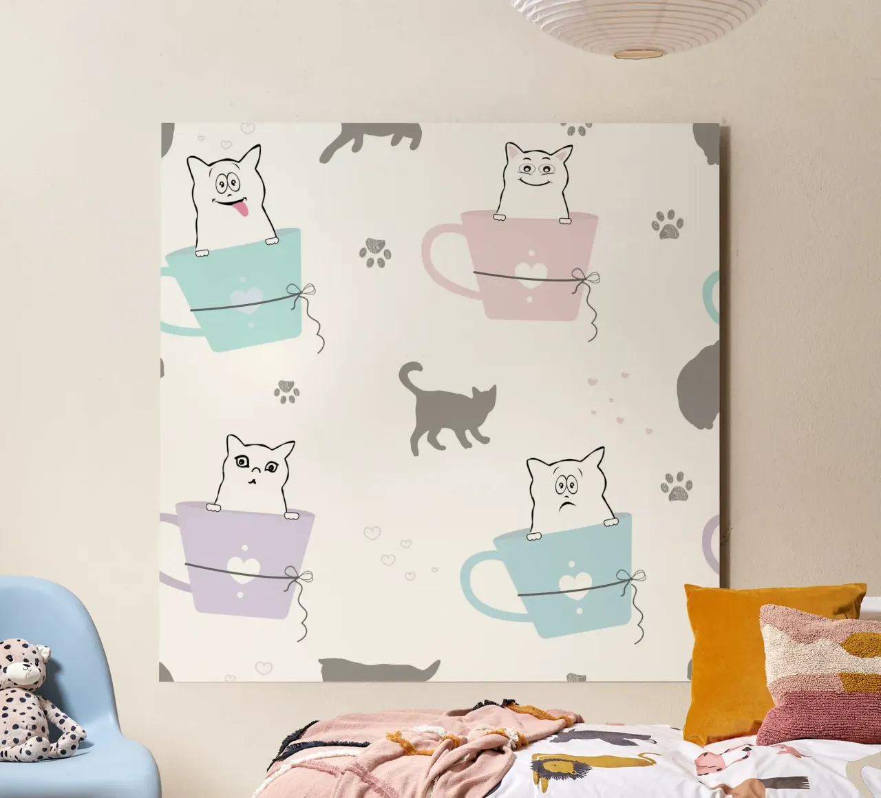 Gatti e caffè motivo ludico II alluminio dibond da gulsengunel