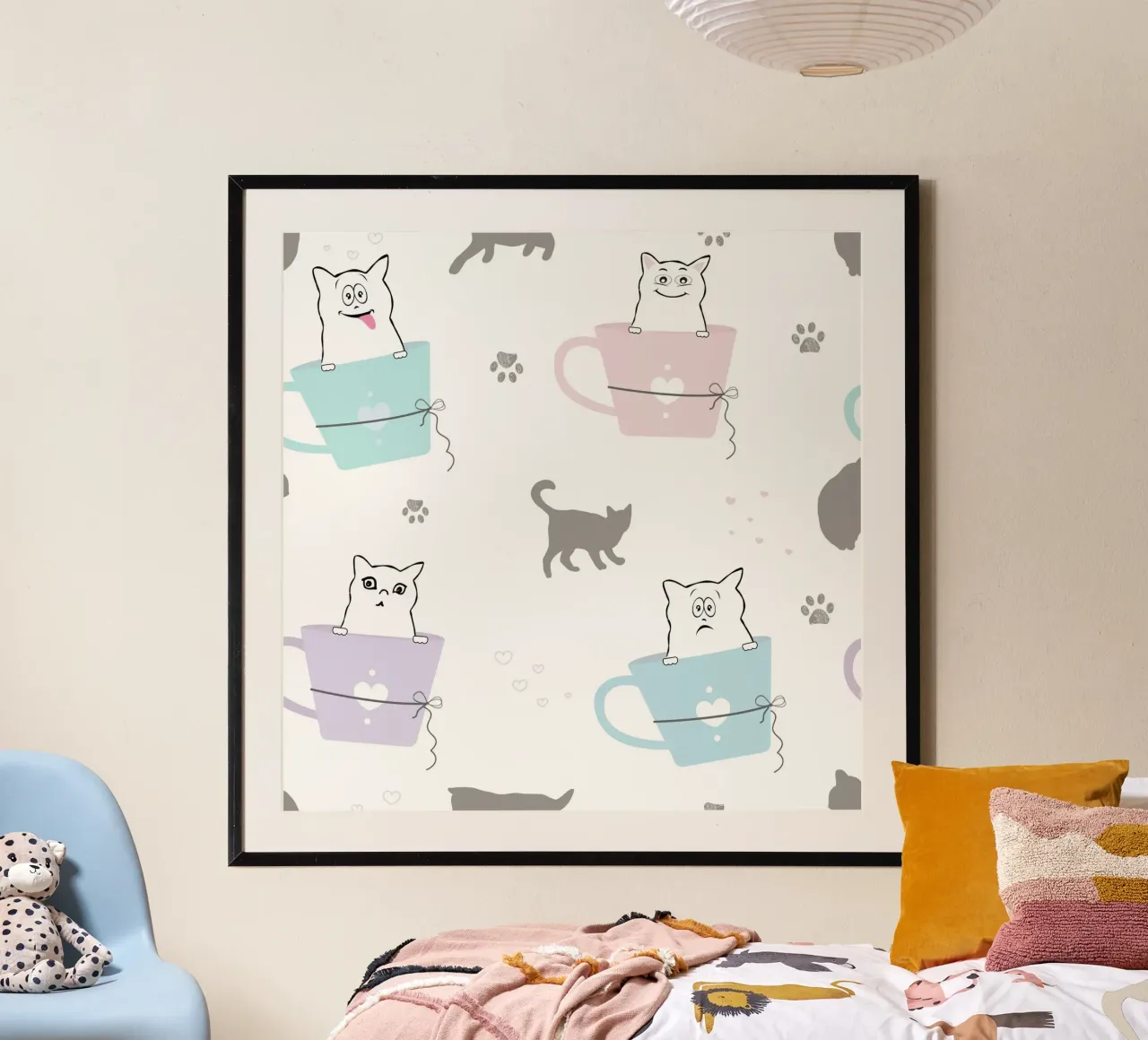 Gatti e caffè motivo ludico II carta hahnemühle da gulsengunel