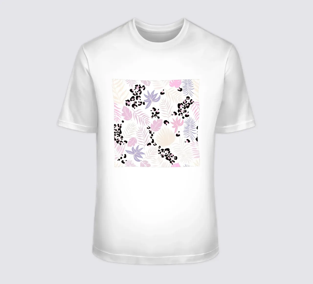 Stampa leopardo e foglie di tendenza t-shirt da gulsengunel