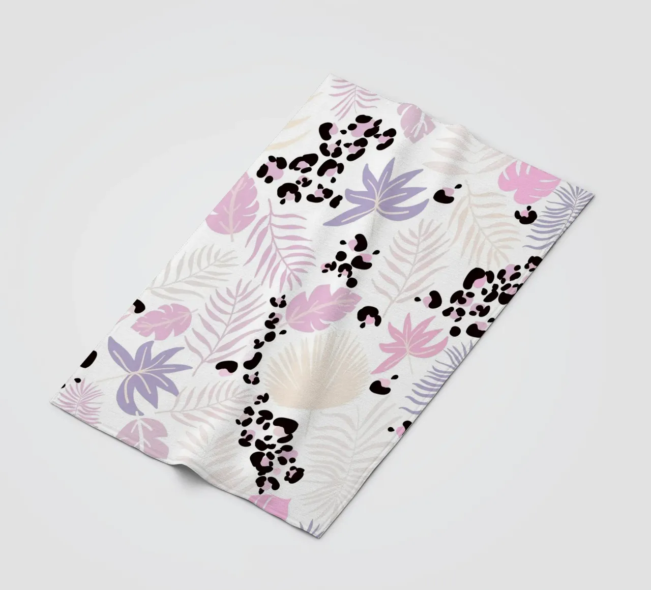 Leopard and leaves trendy print fleece blanket by gulsengunel