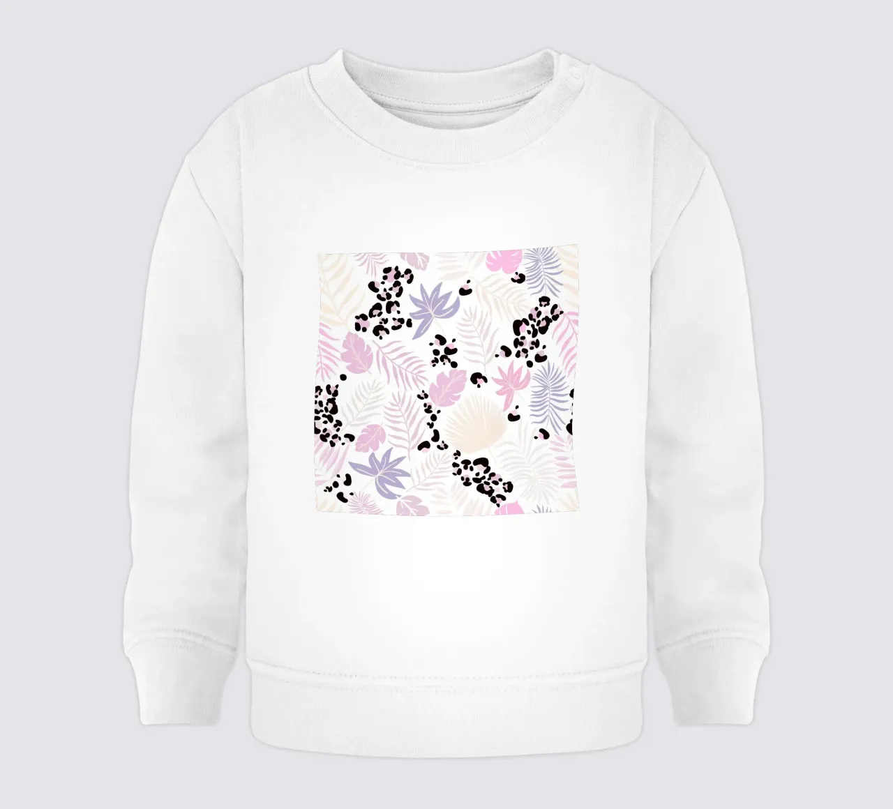 Leopard and leaves trendy print baby sweatshirt by gulsengunel