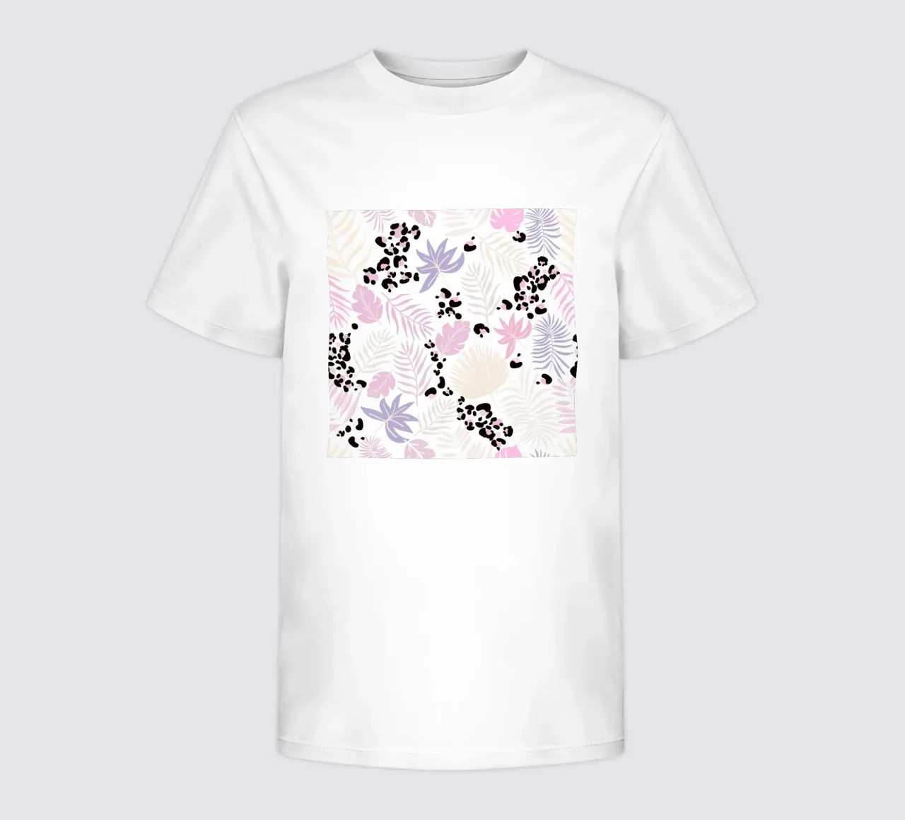 Leopard and leaves trendy print kids t-shirt by gulsengunel