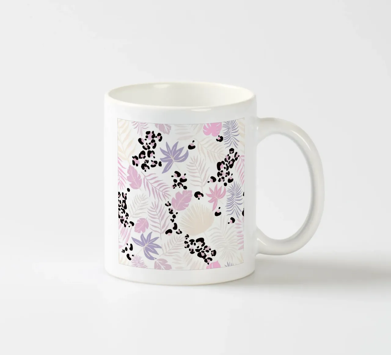 Leopard and leaves trendy print ceramic mug by gulsengunel