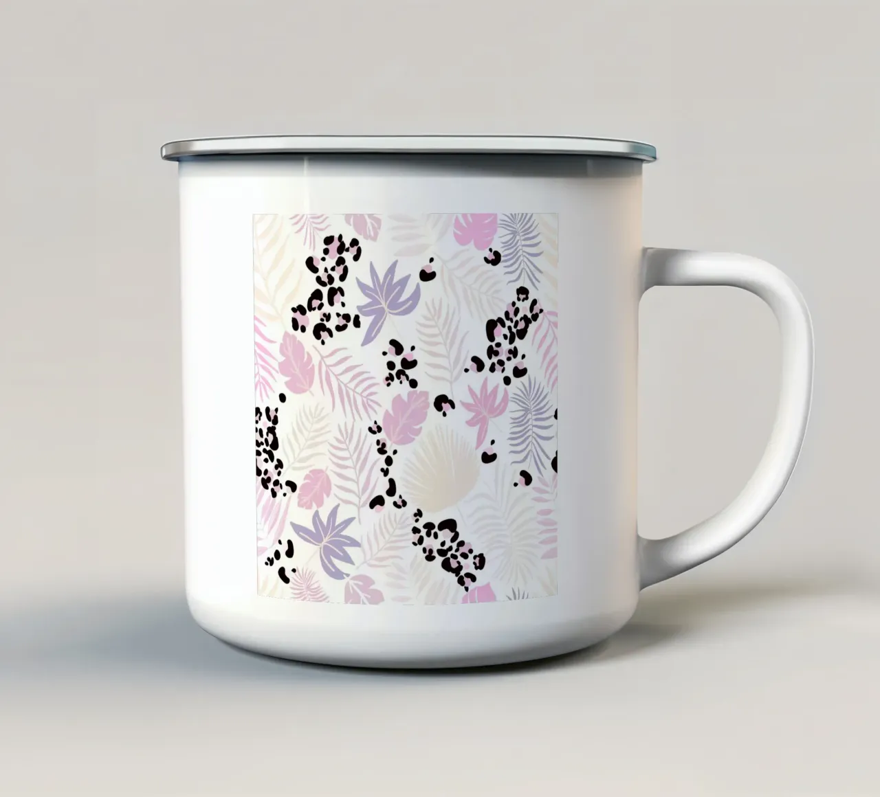 Luipaard en bladeren trendy print emaille mok van gulsengunel