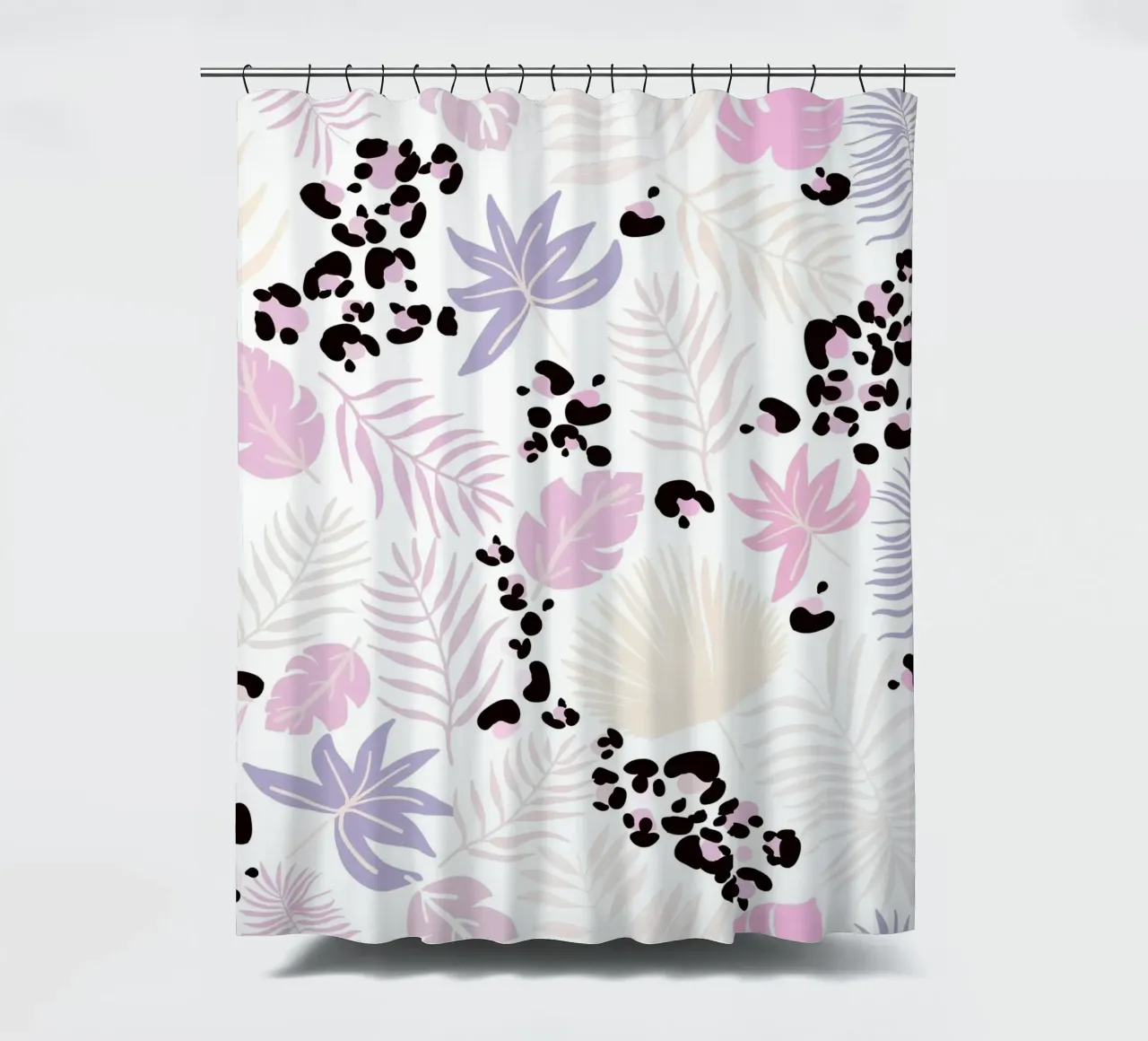 Leopard and leaves trendy print shower curtain by gulsengunel