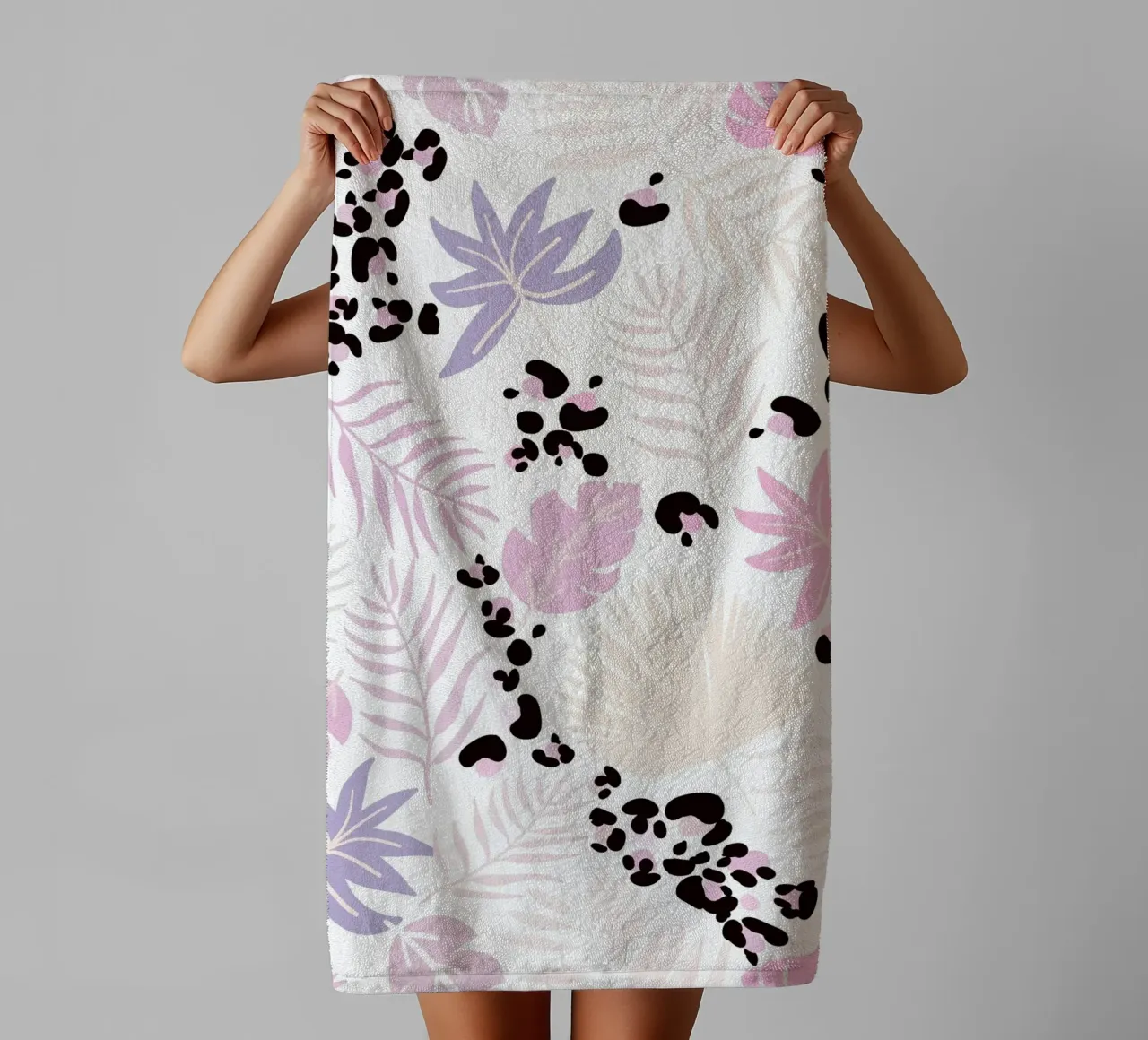 Leopard and leaves trendy print towel by gulsengunel