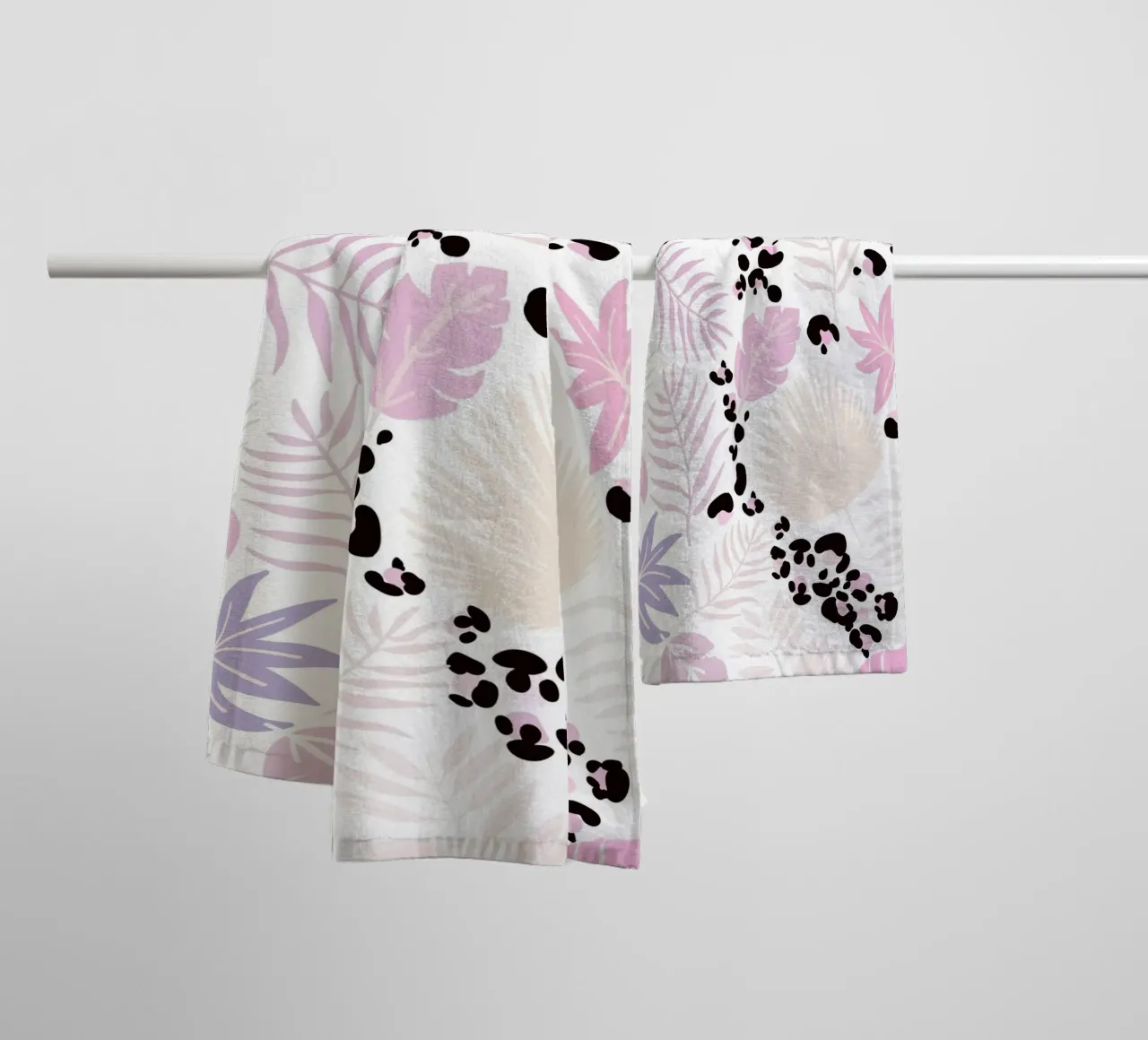 Leopard and leaves trendy print towel by gulsengunel