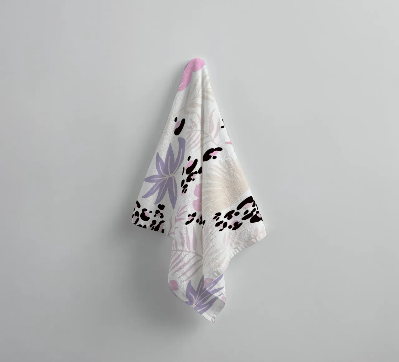 Leopard and leaves trendy print towel by gulsengunel