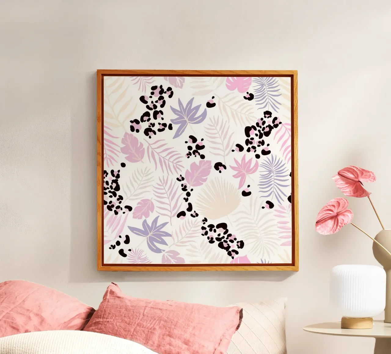 Luipaard en bladeren trendy print acryl van gulsengunel