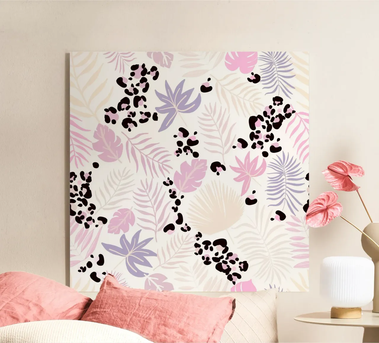 Luipaard en bladeren trendy print acryl van gulsengunel