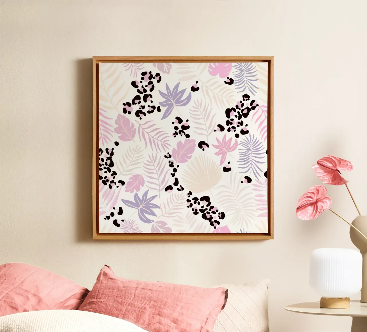 Leopard and leaves trendy print canvas by gulsengunel