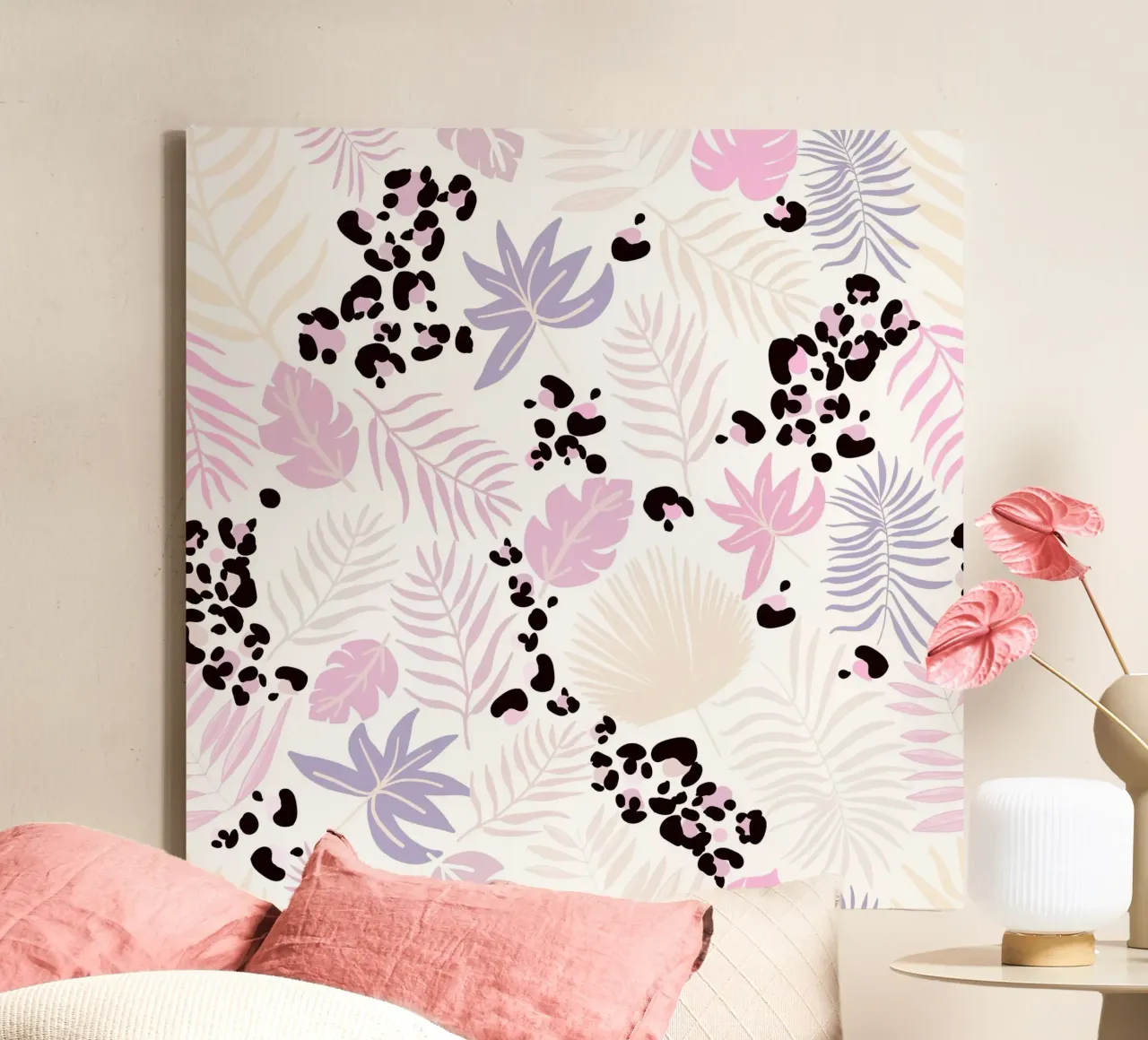 Leopard and leaves trendy print canvas by gulsengunel