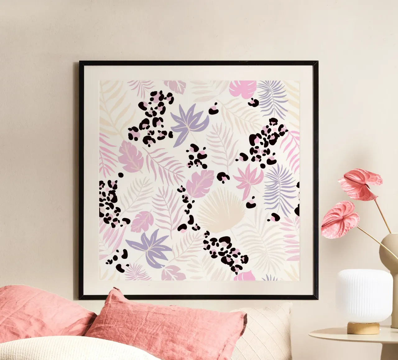 Stampa leopardo e foglie di tendenza poster da gulsengunel