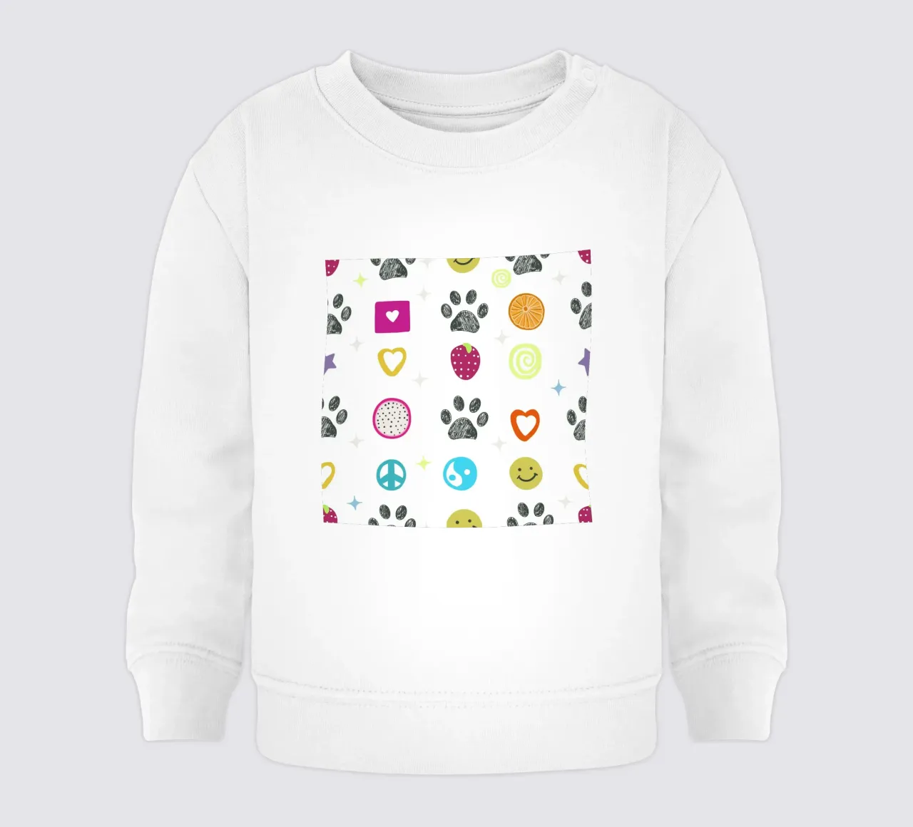 Funny 2000s symbols and paw prints pop culture print baby sweatshirt by gulsengunel