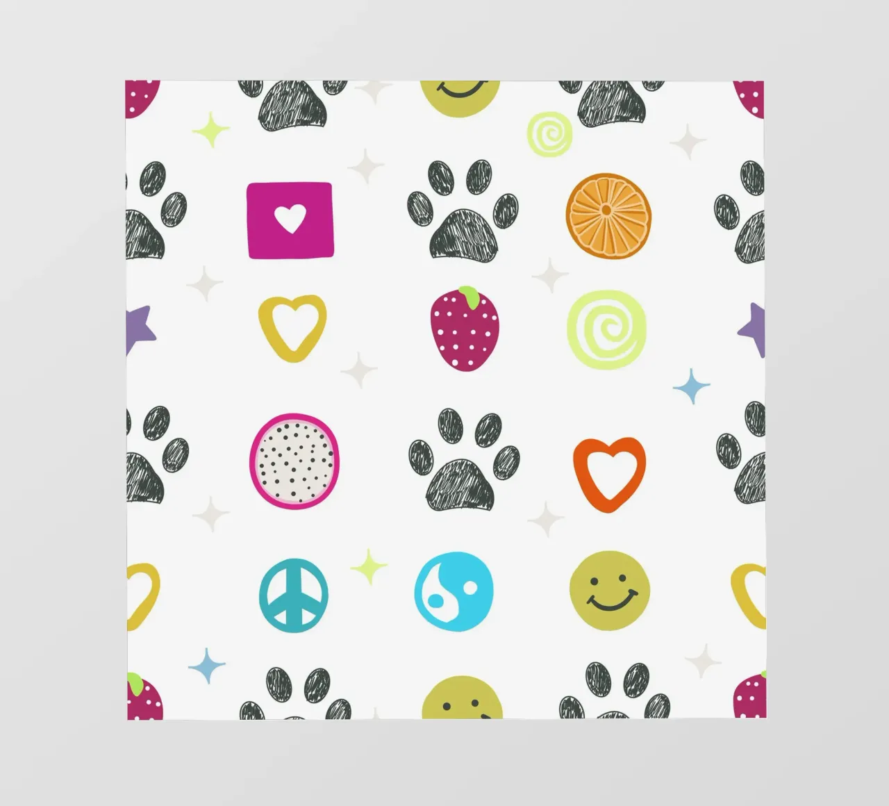 Funny 2000s symbols and paw prints pop culture print pvc cover by gulsengunel
