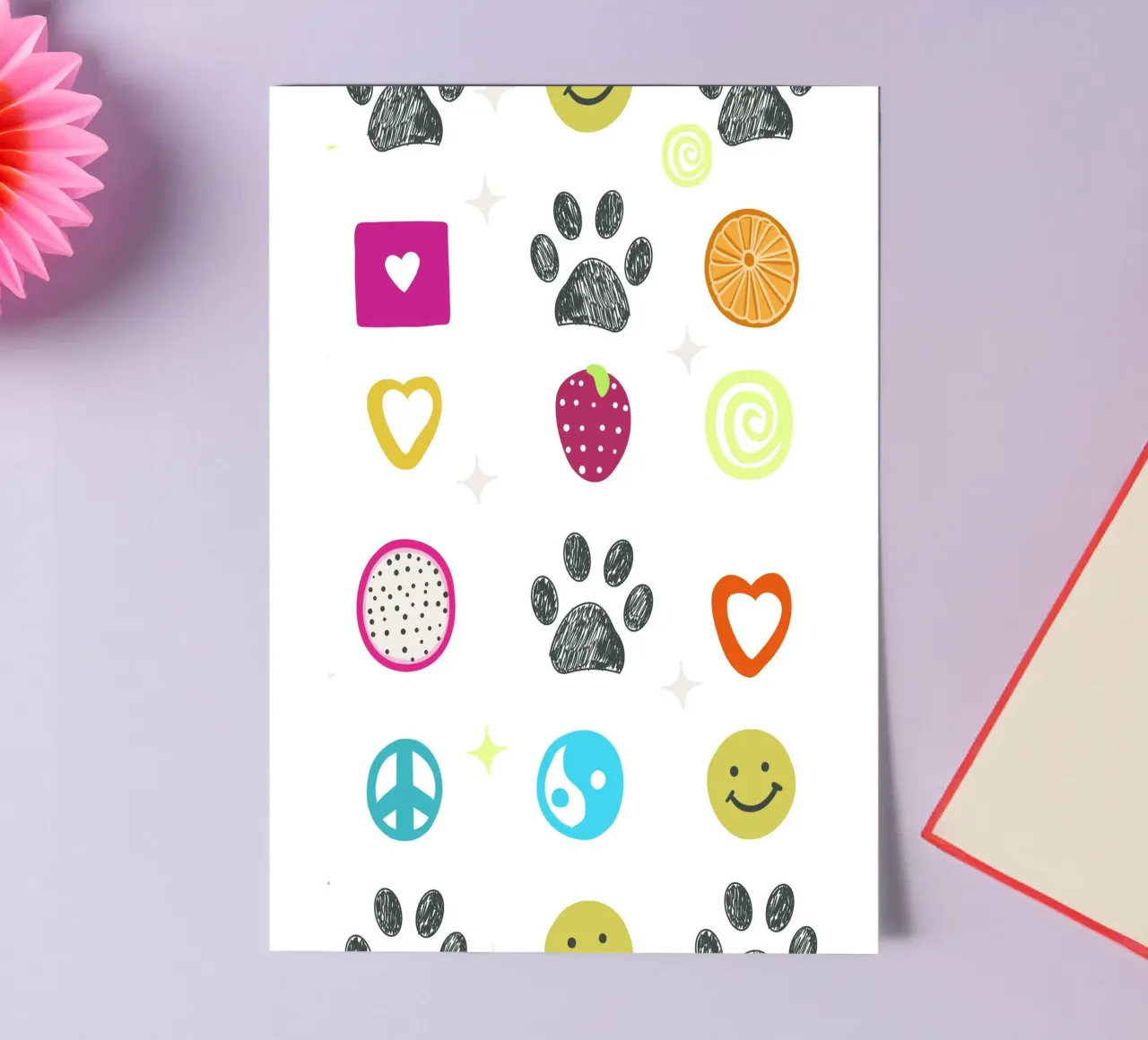 Grappige jaren 2000 symbolen en pootafdrukken popcultuur print stickervel van gulsengunel