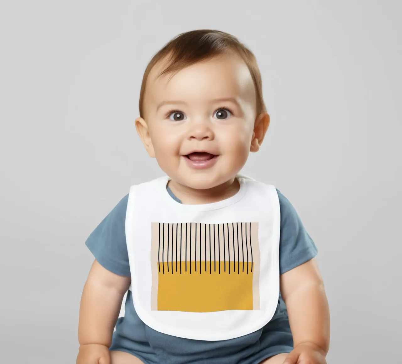 Bauhaus Lines | Minimalist Yellow Art Print baby bib by Studio Vibe