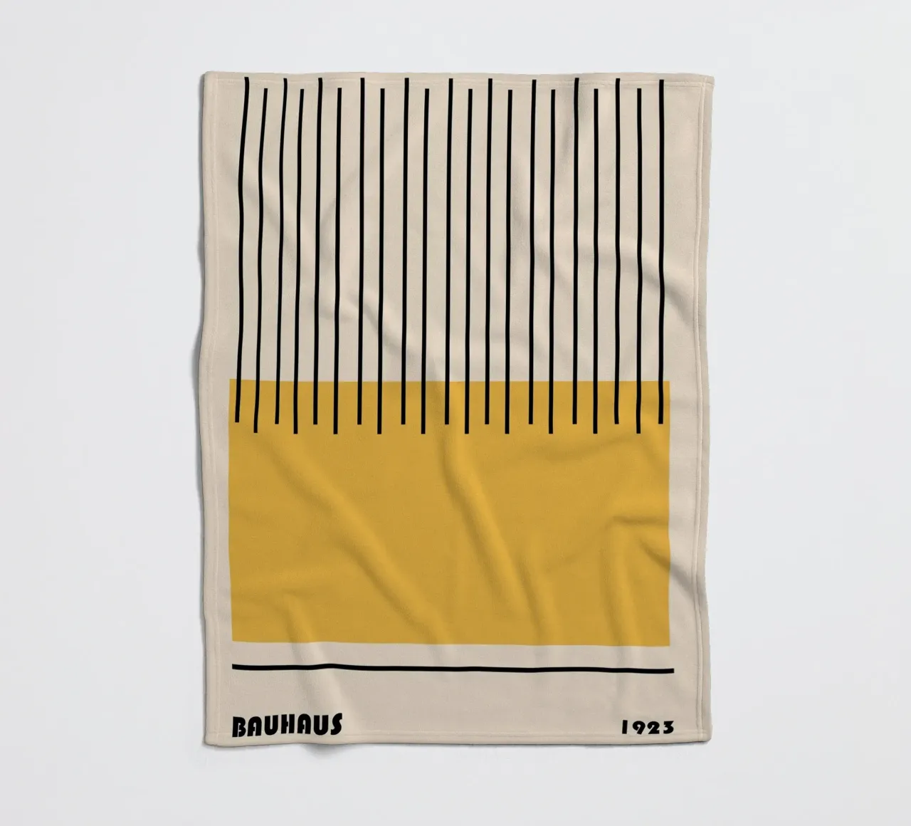 Bauhaus Lines | Minimalist Yellow Art Print fleece blanket by Studio Vibe