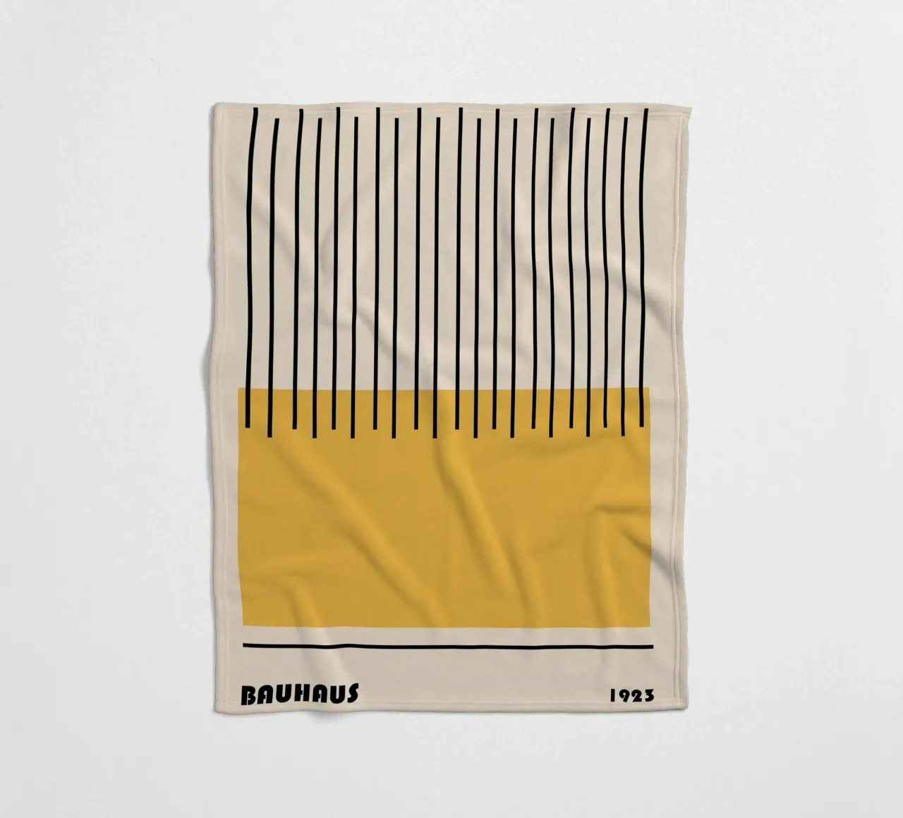 Bauhaus Lines | Minimalist Yellow Art Print fleece blanket by Studio Vibe