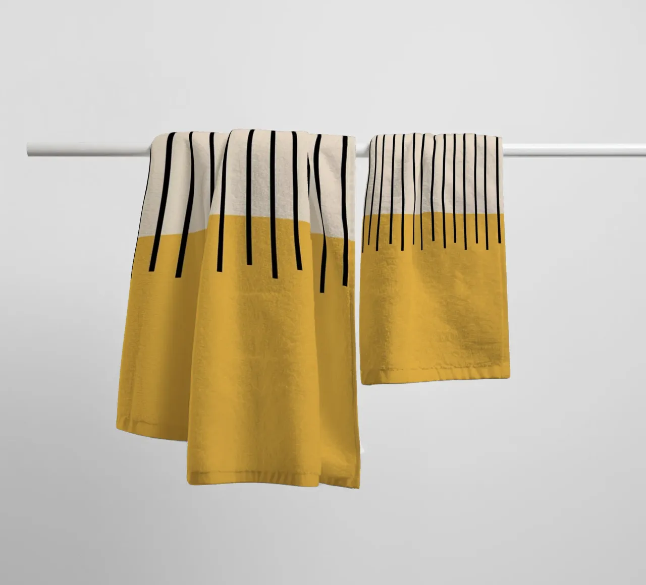 Bauhaus Lines | Minimalist Yellow Art Print towel by Studio Vibe