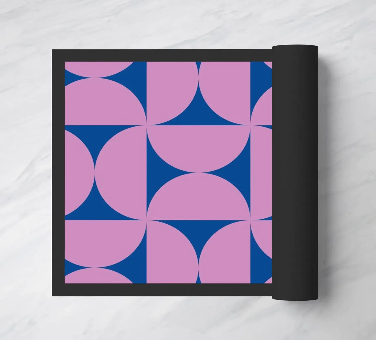 Geometric Bauhaus Art - Purple & Blue Pattern doormat by Studio Vibe