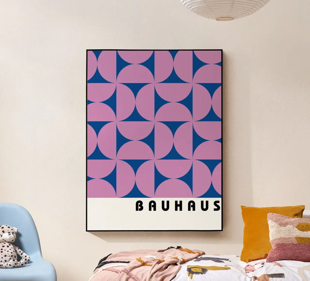 Geometric Bauhaus Art - Purple & Blue Pattern acrylic glass by Studio Vibe