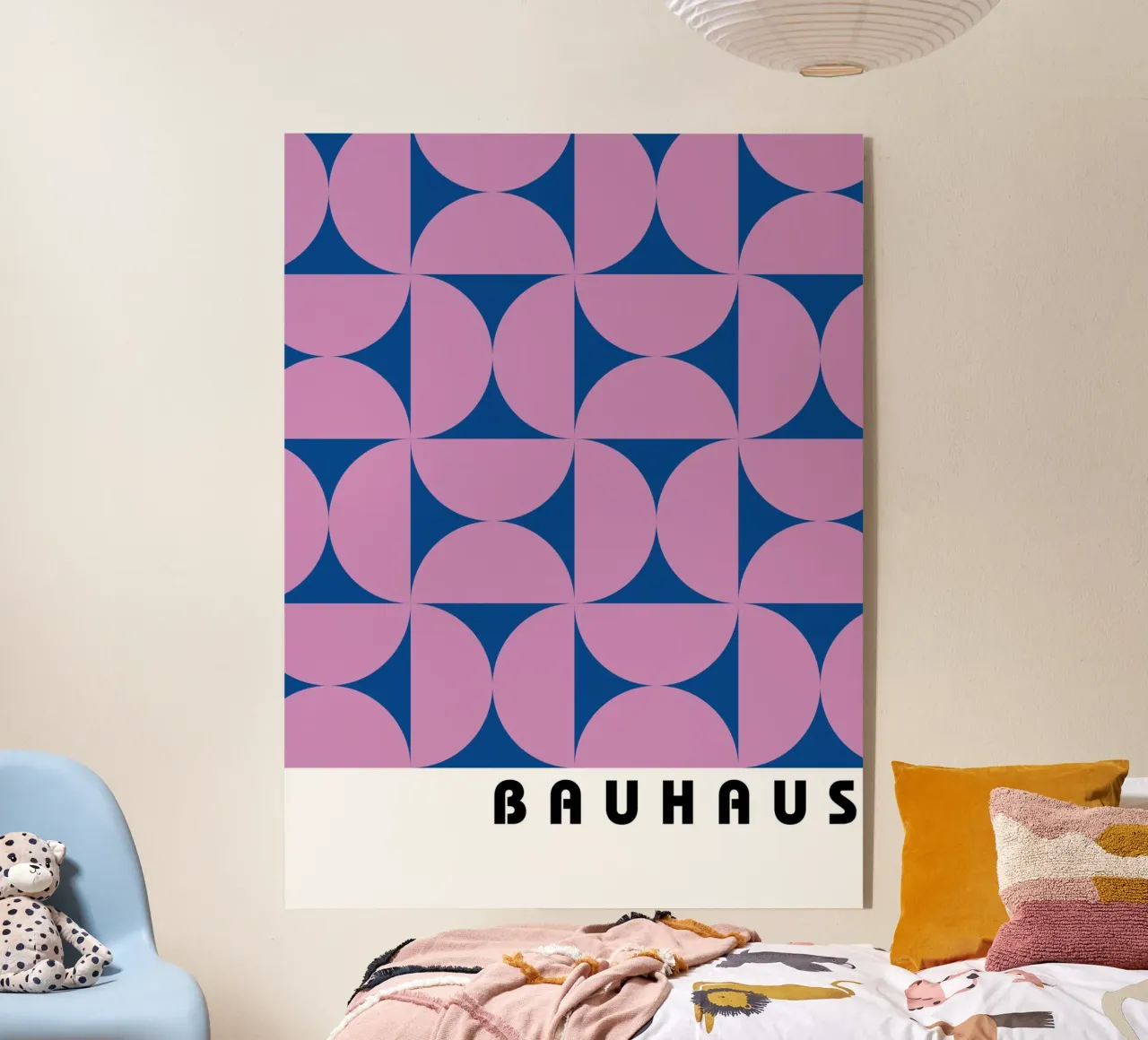 Geometric Bauhaus Art - Purple & Blue Pattern acrylic glass by Studio Vibe