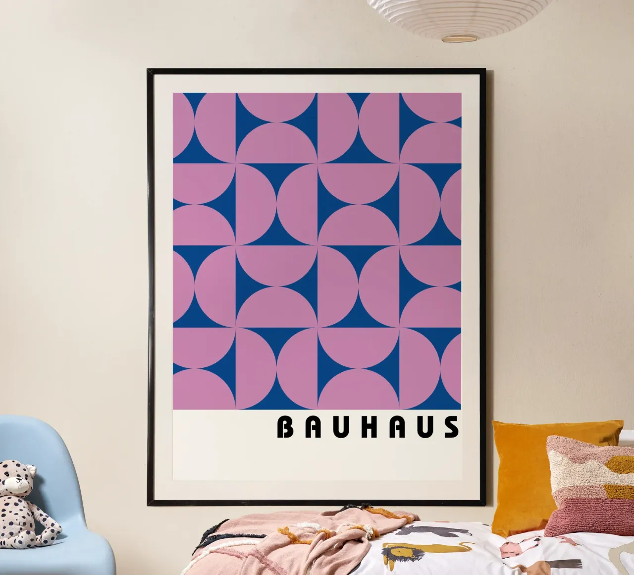 Geometric Bauhaus Art – Lila & Blau Pattern Poster von Studio Vibe