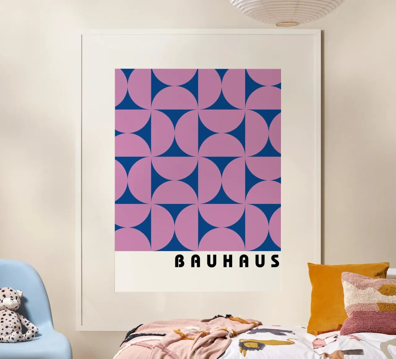 Geometric Bauhaus Art – Lila & Blau Pattern Poster von Studio Vibe