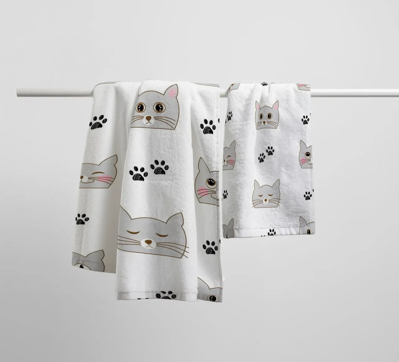 Cute cartoon hand drawn cats towel by gulsengunel