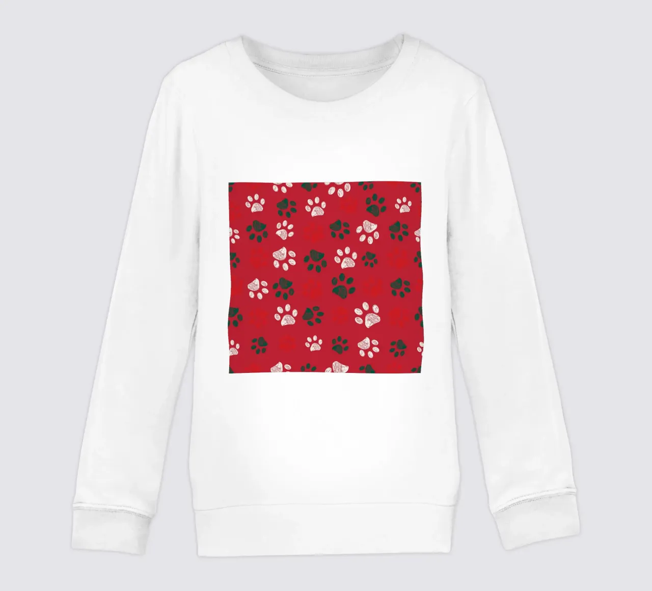 Christmas paw prints kids sweatshirt by gulsengunel