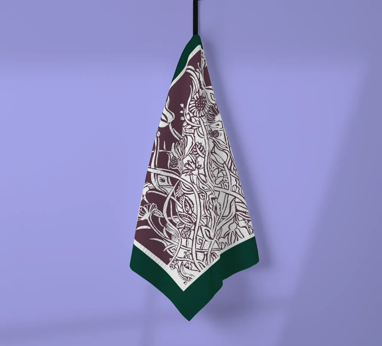 Prairie de fleurs en papier découpé sur fond vert foncé torchon de PaperLine Art