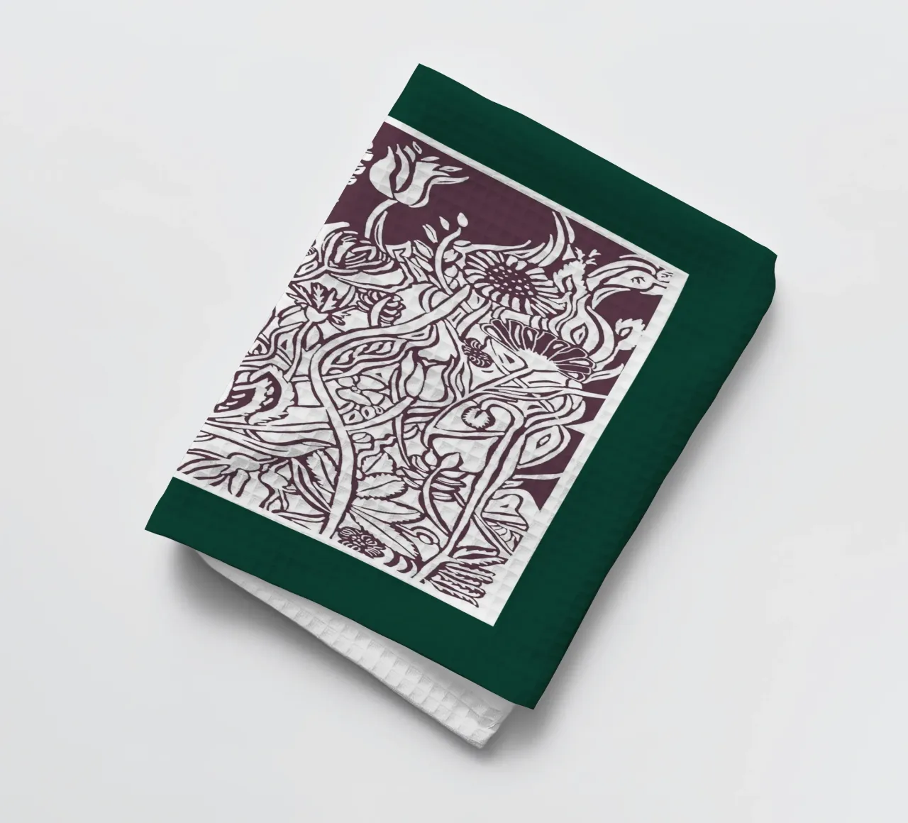Prairie de fleurs en papier découpé sur fond vert foncé torchon de PaperLine Art