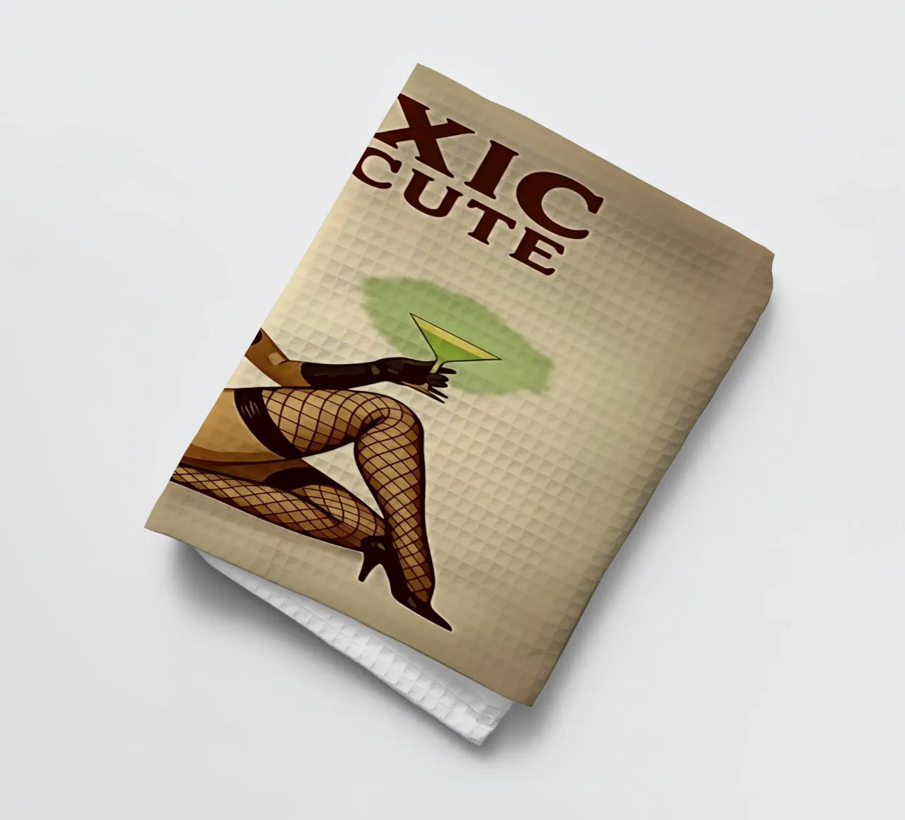 Toxic But Cute Vintage Pin-Up Poster, Retro Glam Dark Humour tea towel by Hecate Pim Designs