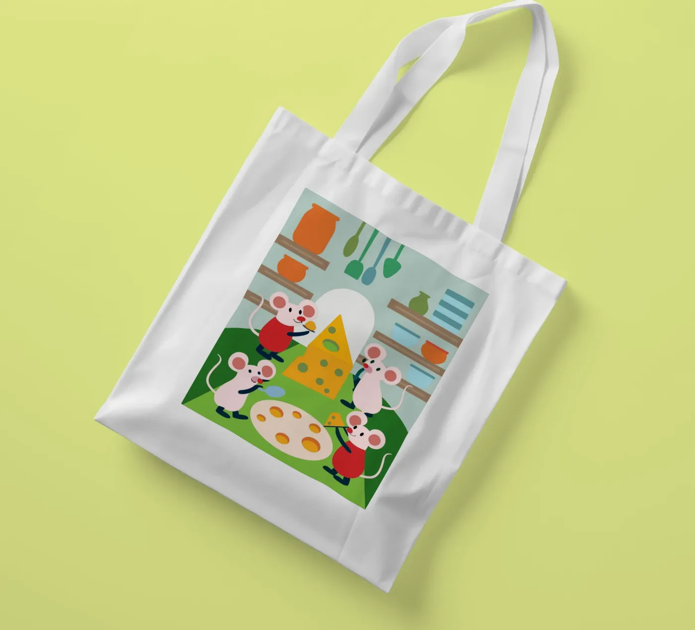 Mouse Eats Cheese tote bag by CUTE ANIMALS