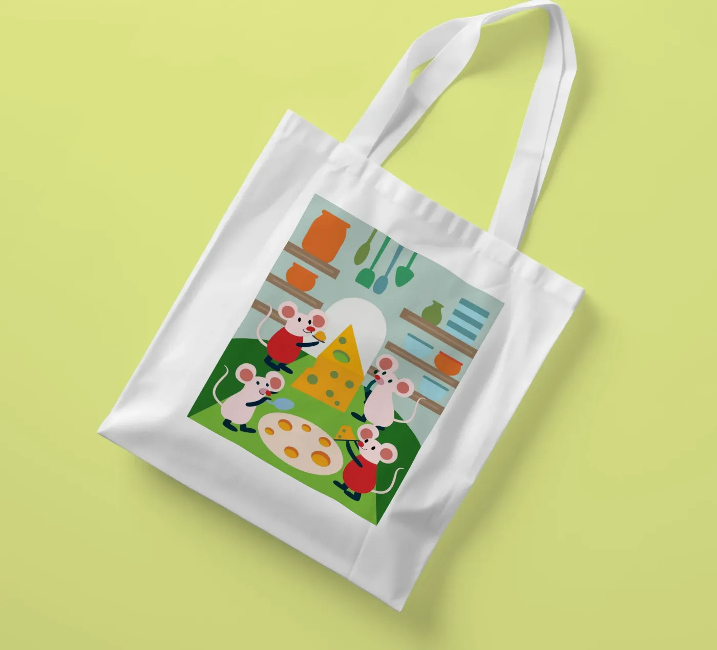Mouse Eats Cheese tote bag by CUTE ANIMALS