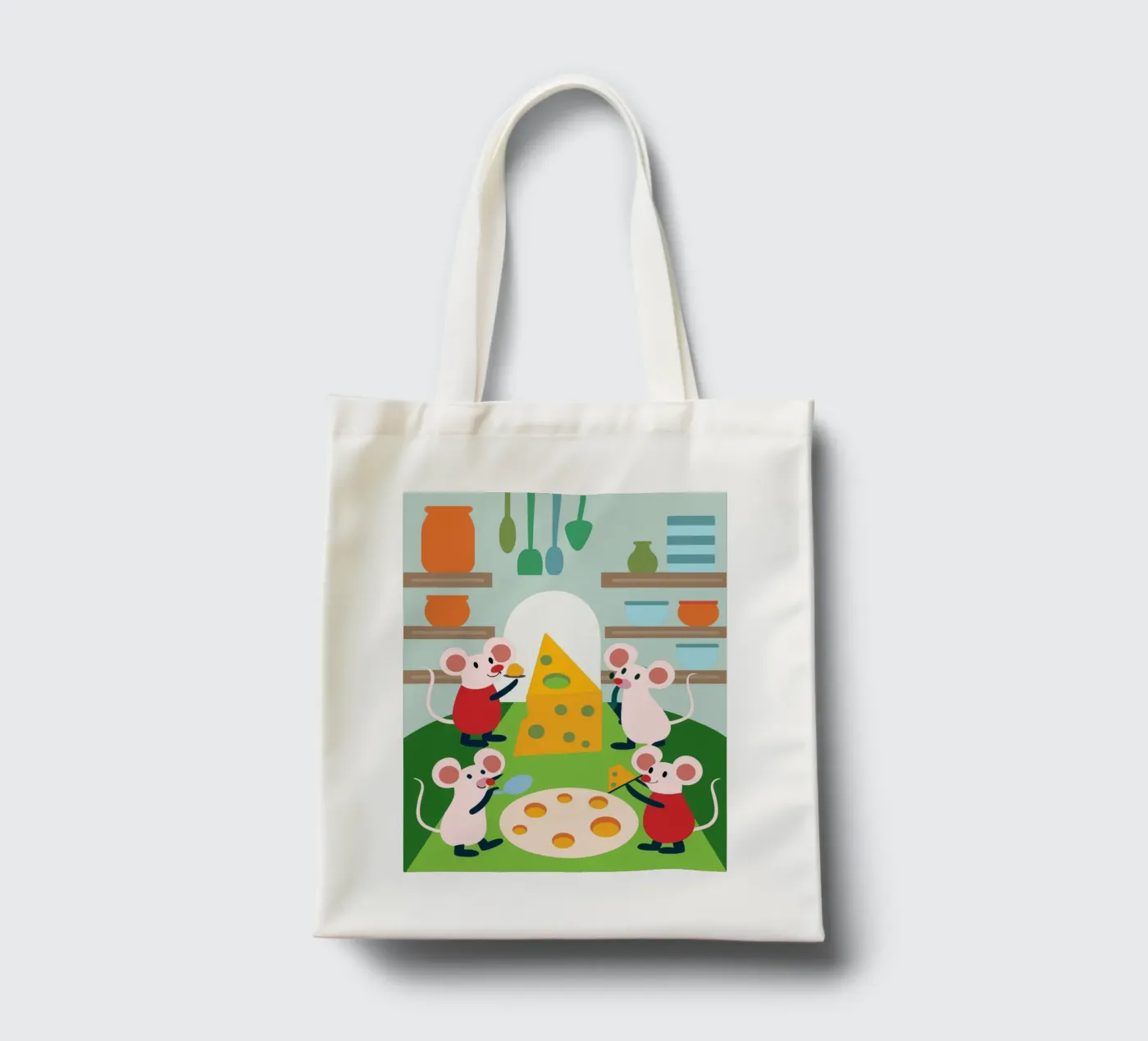 Mouse Eats Cheese tote bag by CUTE ANIMALS