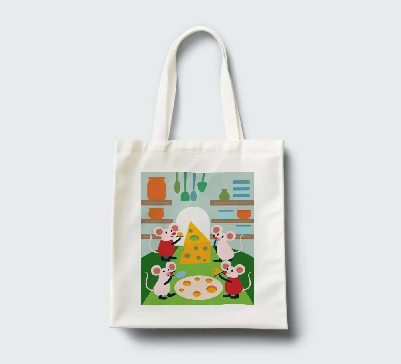 Mouse Eats Cheese tote bag by CUTE ANIMALS