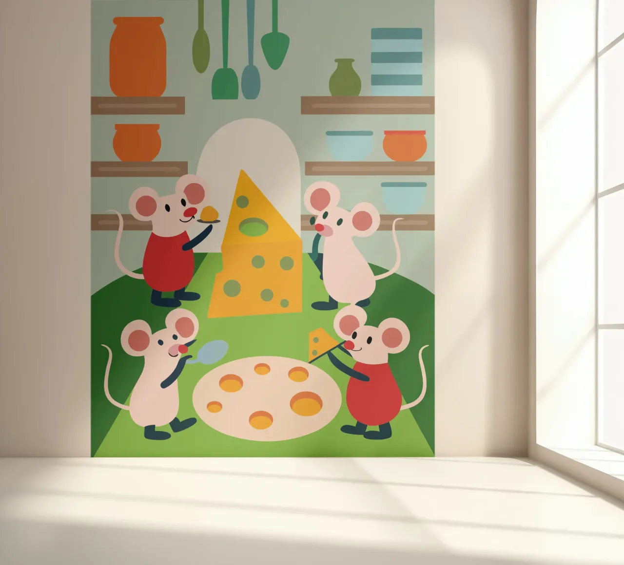 Mouse Eats Cheese fotobehang van CUTE ANIMALS