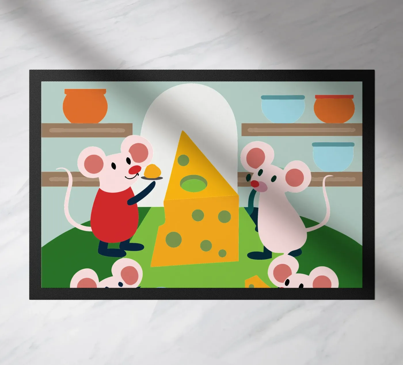 Mouse Eats Cheese doormat by CUTE ANIMALS