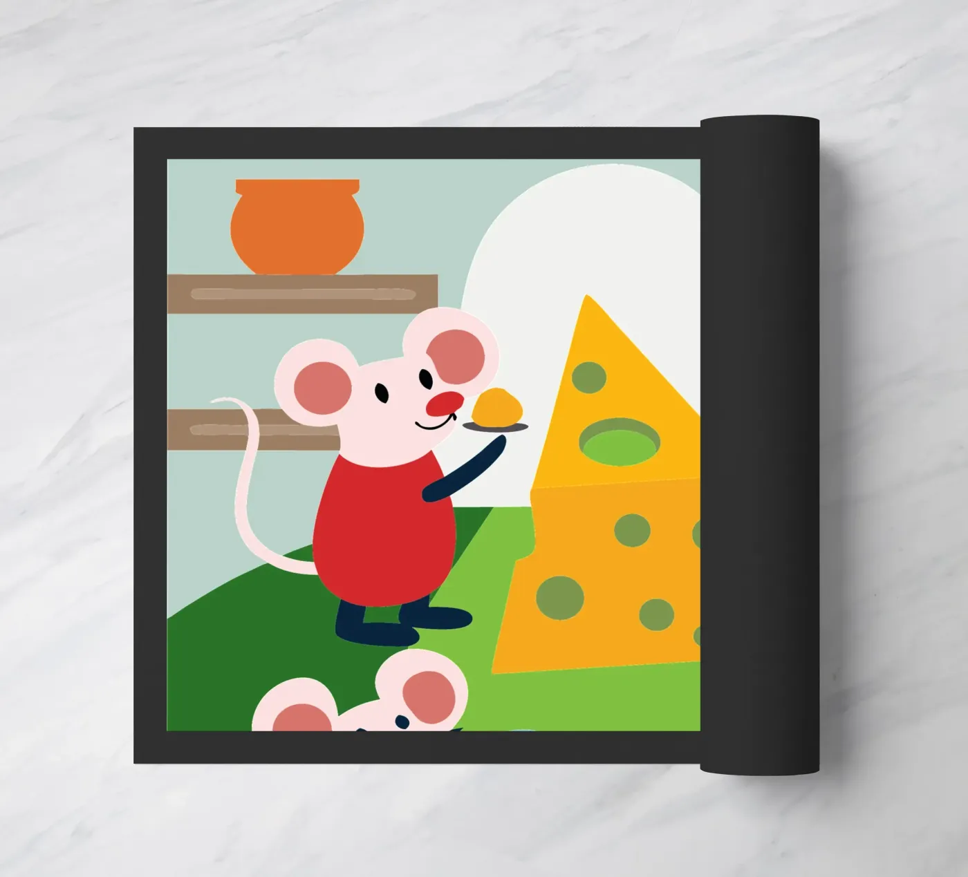 Mouse Eats Cheese doormat by CUTE ANIMALS