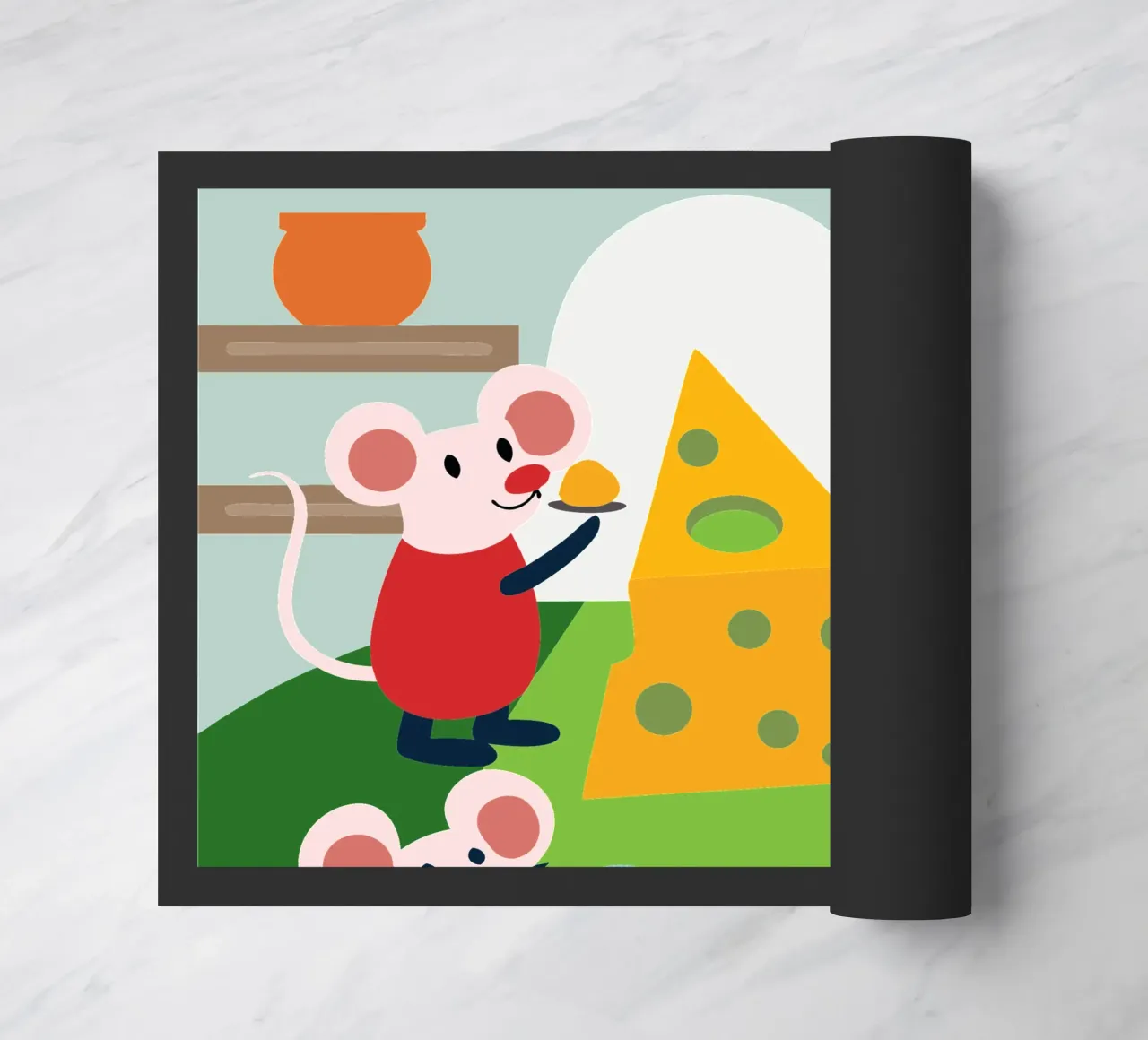 Mouse Eats Cheese doormat by CUTE ANIMALS