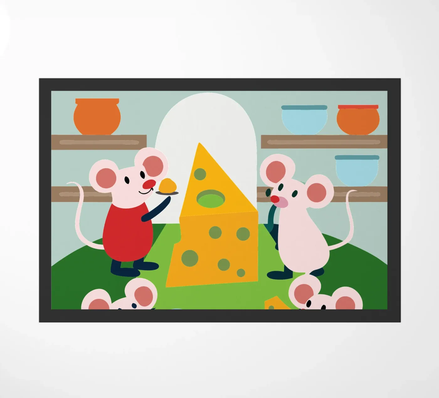 Mouse Eats Cheese doormat by CUTE ANIMALS