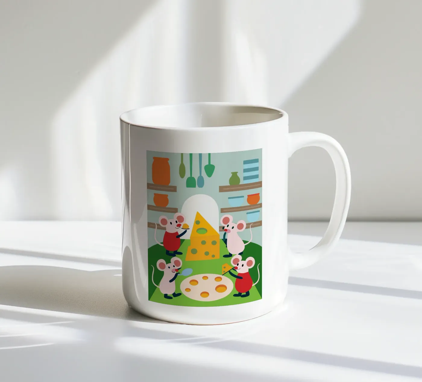 Mouse Eats Cheese ceramic mug by CUTE ANIMALS