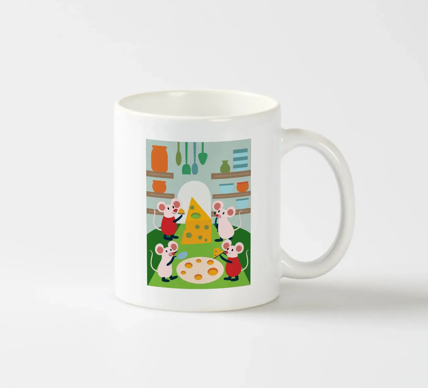 Mouse Eats Cheese ceramic mug by CUTE ANIMALS