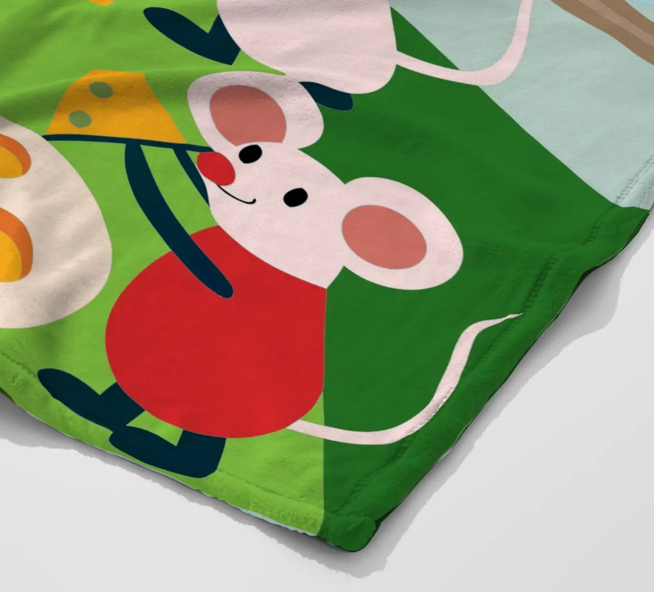 Muis eet kaas fleecedeken van CUTE ANIMALS