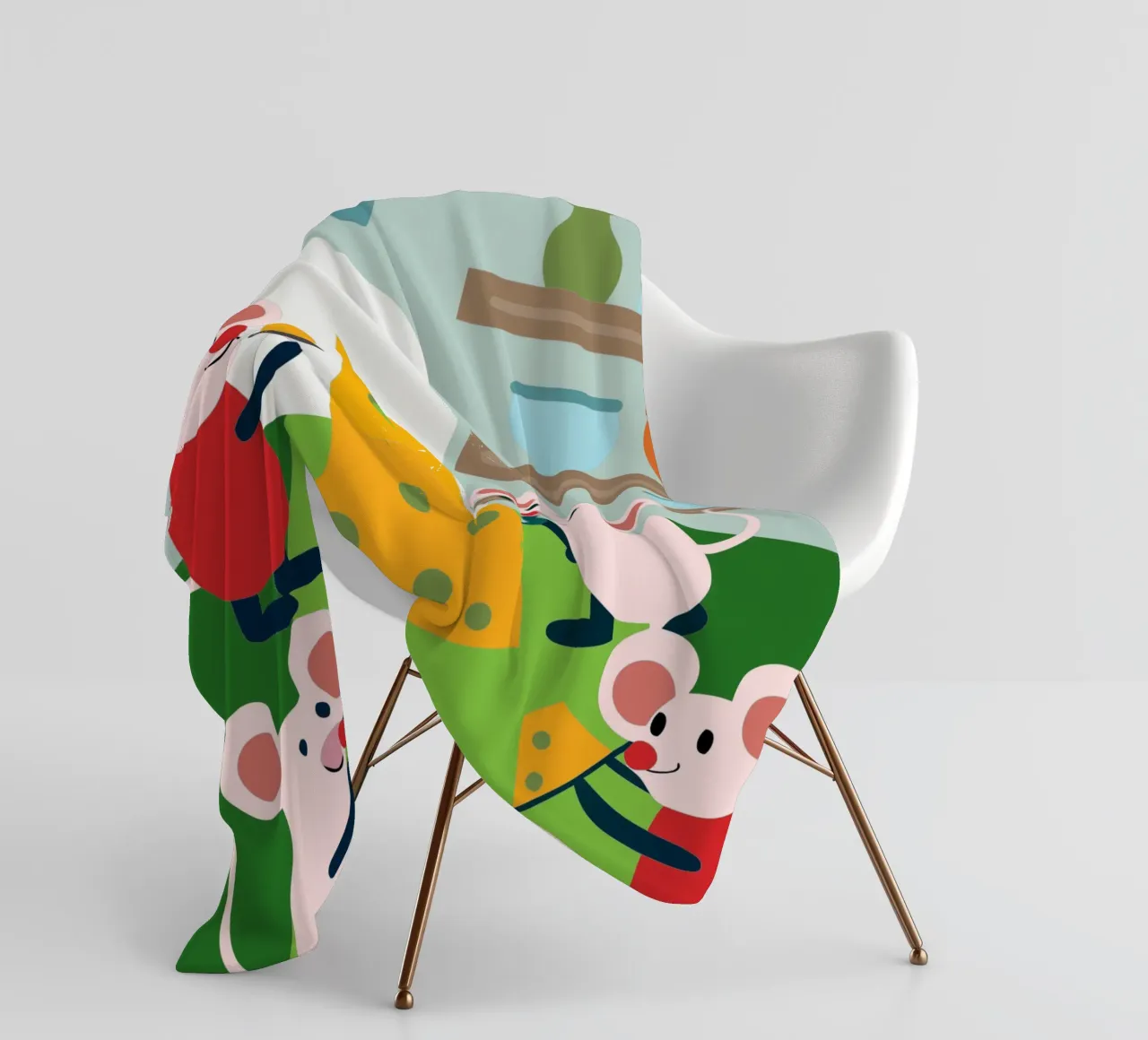 Muis eet kaas fleecedeken van CUTE ANIMALS