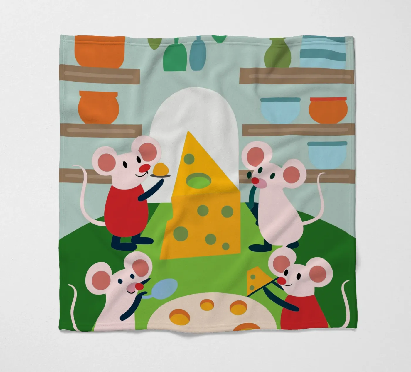 Mouse Eats Cheese fleecedeken van CUTE ANIMALS