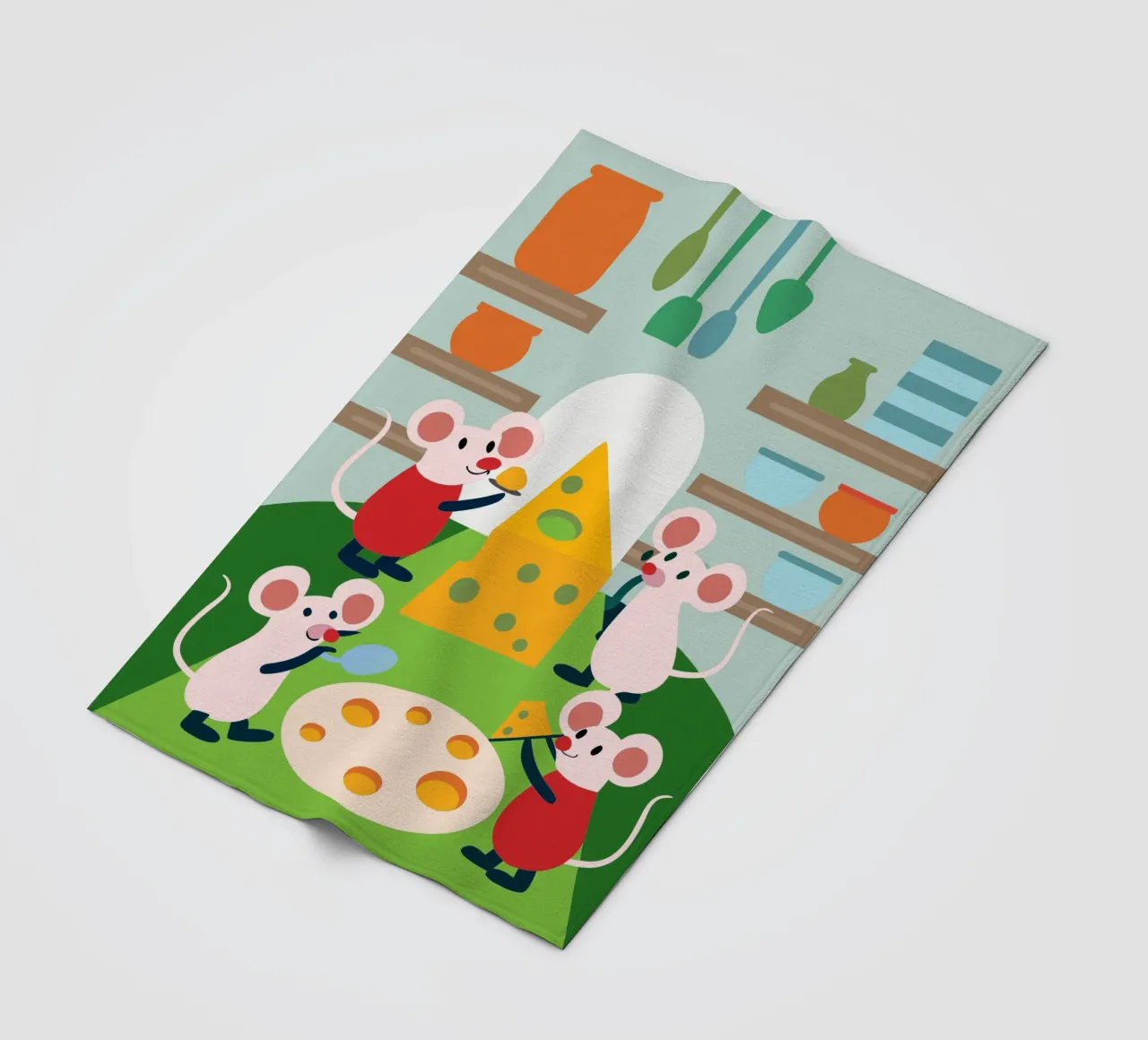 Muis eet kaas fleecedeken van CUTE ANIMALS