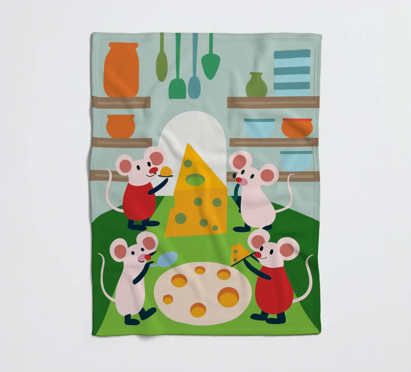 Mouse Eats Cheese fleecedeken van CUTE ANIMALS